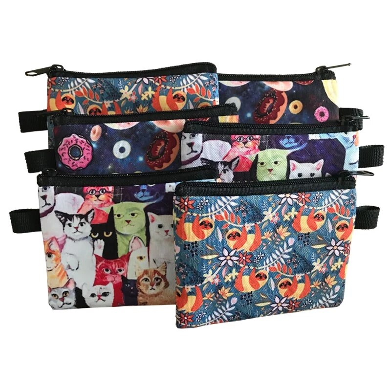 Einzigartige Katze Hund Mit Blume Malerei Münze Tasche Für Frauen Geldbörsen Mädchen Lippenstift Karte Tasche Mini Brieftaschen Für