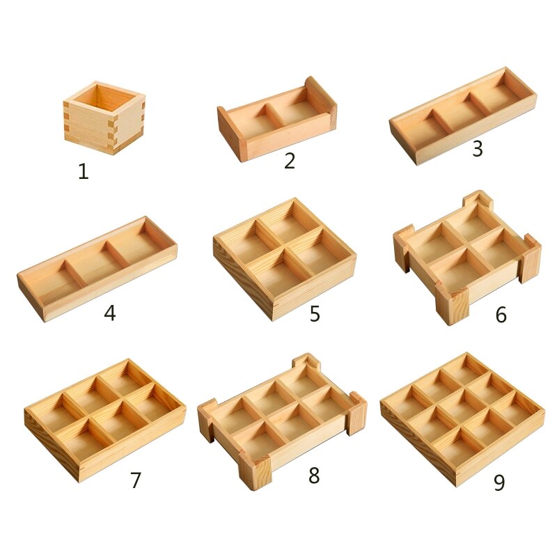 Multi Grid Snack Box Serving Tray Japanese Style Wooden Sushi Plate Candy Dessert Cuisine Storage Container