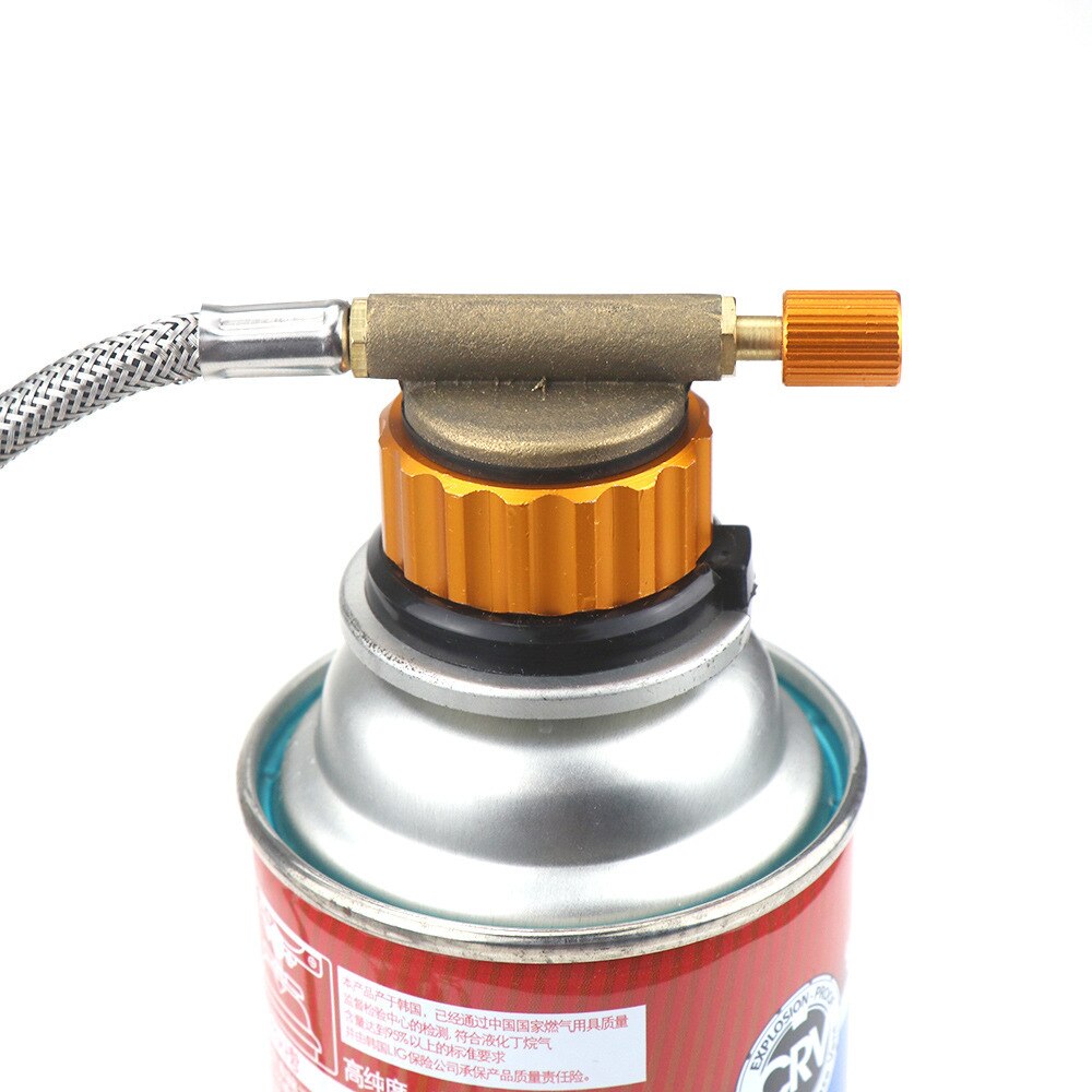 Gas Stove Conversion Head Cassette Stove Camping Stove Conversion Head Brass Core with Self-closing Function Long Gas Tank