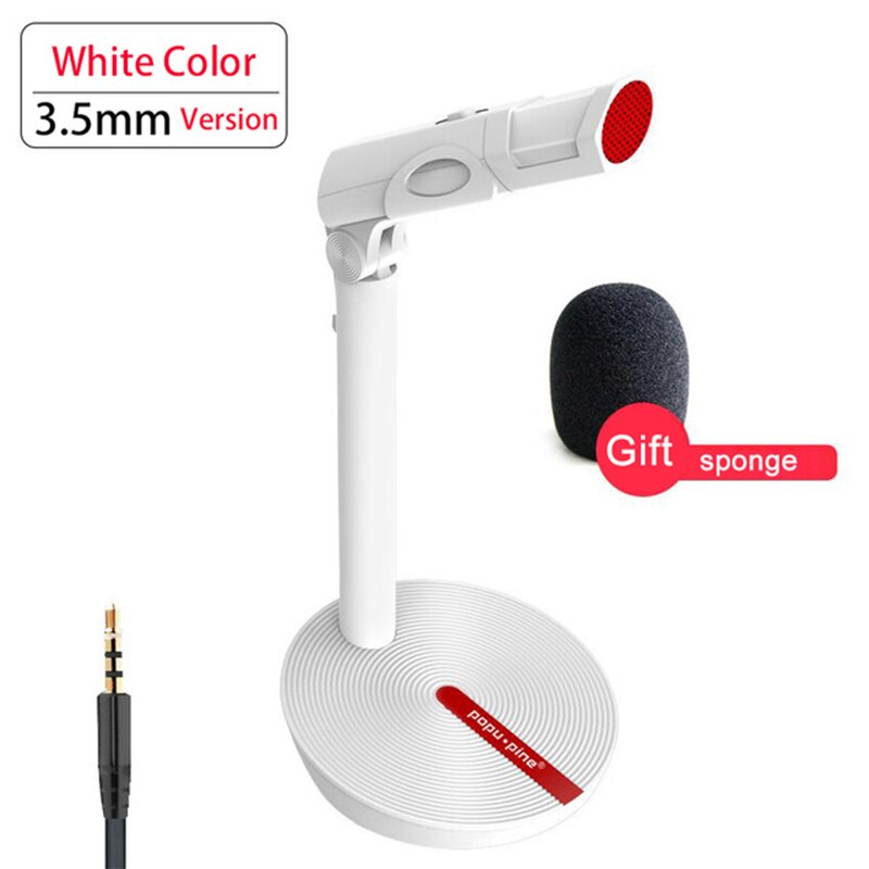 Popupine Wired Condenser Studio Microphone USB 3.5mm Microphone, Flexible Microphone For Computer Laptop Gaming: White 3.5mm