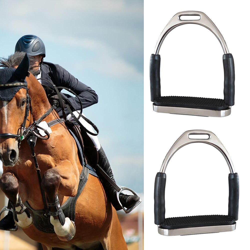 1 Pair Outdoor Anti Slip Durable Sports Horse Riding Flexible Stirrups Equipment Folding Stainless Steel Harness Supplies Safety