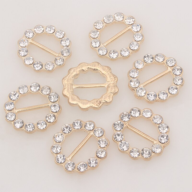 19mm Gold Rhinestone Buckles For Wedding Invitation Card Decoration Ribbon Slider Accessories DIY Hairbow Manualidades 50pcs/lot