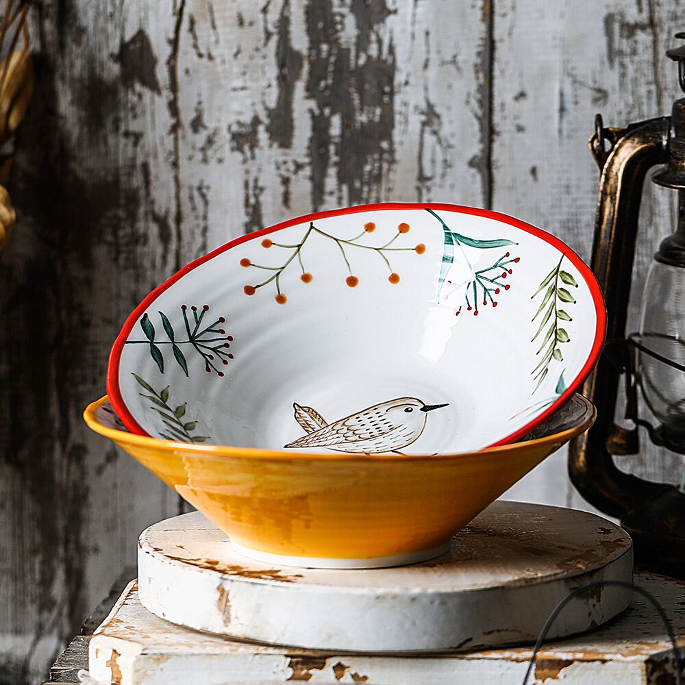 Retro suppe nudler skål japansk husholdning nudler skål gaojiao stor skål suppe skål nudler skål salatskål douli skål