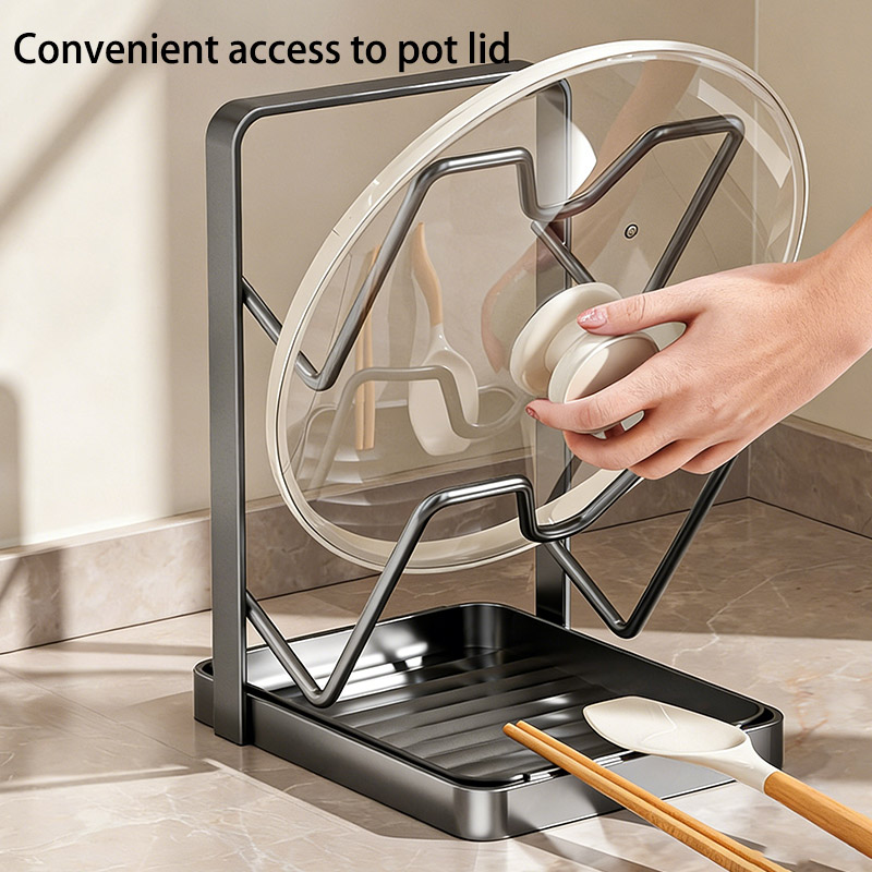 Kitchen Countertop Pot Lid Organizer Household Storage Drain Chopping Board Shelf Punch-free Storage Rack