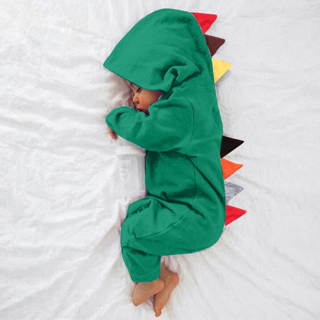 Bebê recém-nascido infantil macacão menino meninas dinossauro estilo retalhos macacão com capuz outfits outono inverno bebê macacão #9