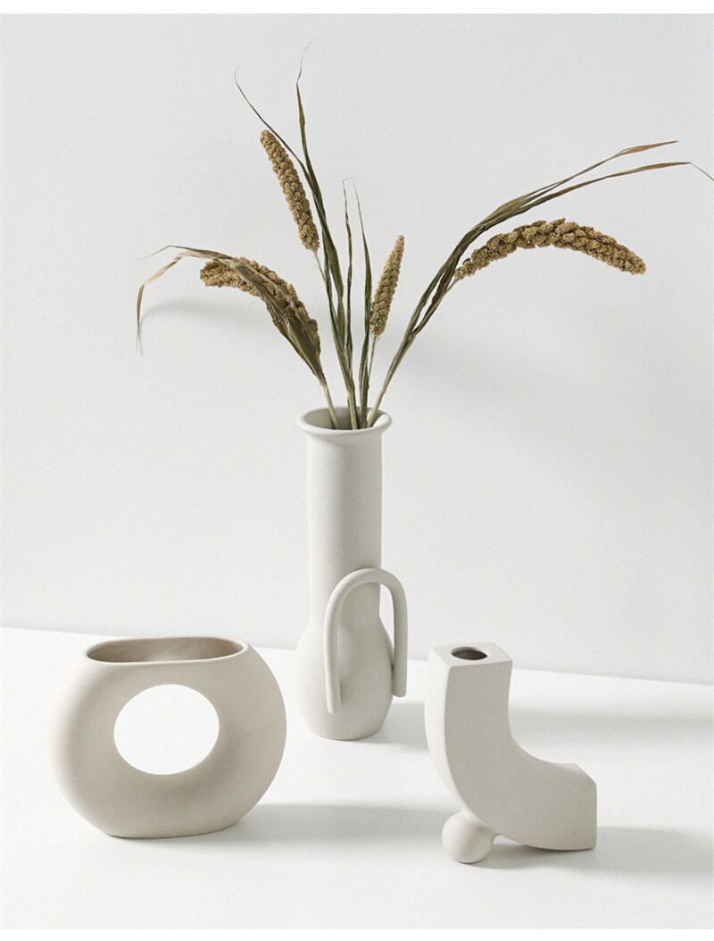 Hjem dekorasjon vase nordisk stil keramisk vase og blomsterpotte hvit ssmall blomsterpotte hjem dekorasjon stort medium og lite vas