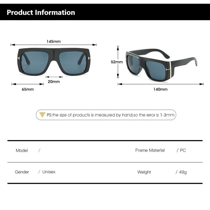 Square Sunglasses T Men Brand Large Windproof Sunglasses Goggles Retro Punk Sun Glasses Shades for Women