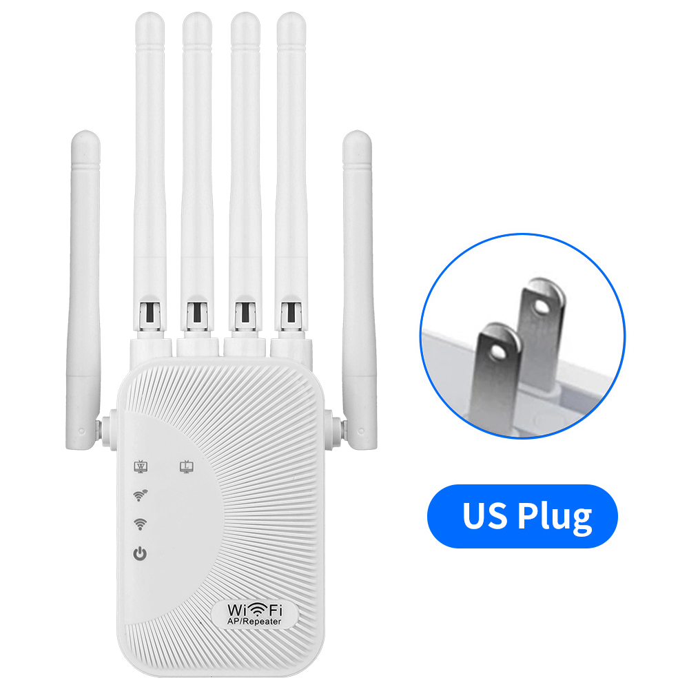 Magecam 1200Mbps WiFi Repetidor Roteador Sem Fio 2.4G 5GHz Rede Amplificador de Sinal de Longo Alcance Alta 6 Antena WiFi Booster para Casa: PLUGUE US
