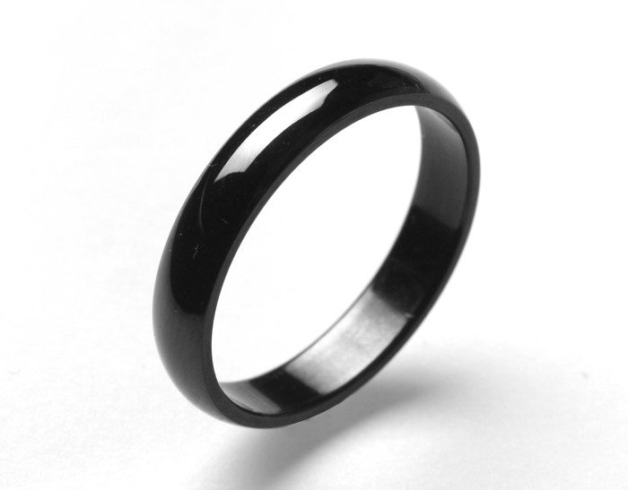 Wide from yiwu 4mm Pure black rings 316L Stainless Steel finger ring for women jewelry