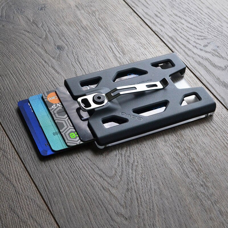 Govo Badge Houder/Portemonnee-Duurzaam Polycarbonaat Id/Credit Houder Met Metalen Clip En 4 Kaarten Slot Houdt 1to 4 Kaarten