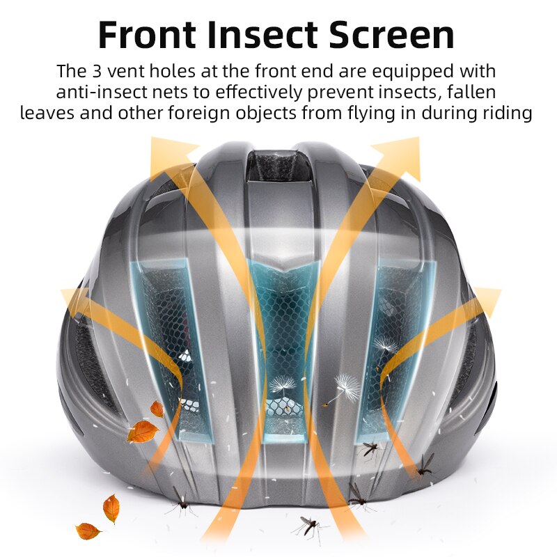 ROCKBROS-casco con luz LED integrada para ciclismo, casco con iluminación trasera, alerta reflectante EPS + PC, para bicicleta de montaña y carretera