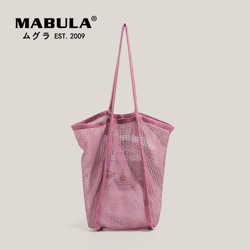 MABULA grande borsa riutilizzabile foderata in rete per la spesa pieghevole lavabile Shopping Tote borse da spiaggia borsa a tracolla ecologica leggera