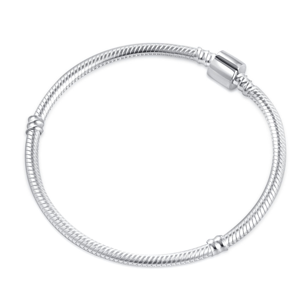 Original Flower Leaf 16~21cm Bracelets Bangles Fit Bead Pendant Dangle Charm DIY Bracelet Women Jewelry: 17cm / Vermeil