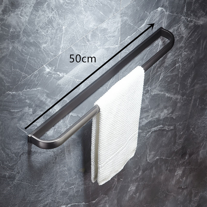 Messing Badkamer Plank Gunmetal Muur Handdoek Plank Messing Wc Handdoek Bar Nordic Driehoek Mand Toiletborstel Hardware Set: 50cm single bar