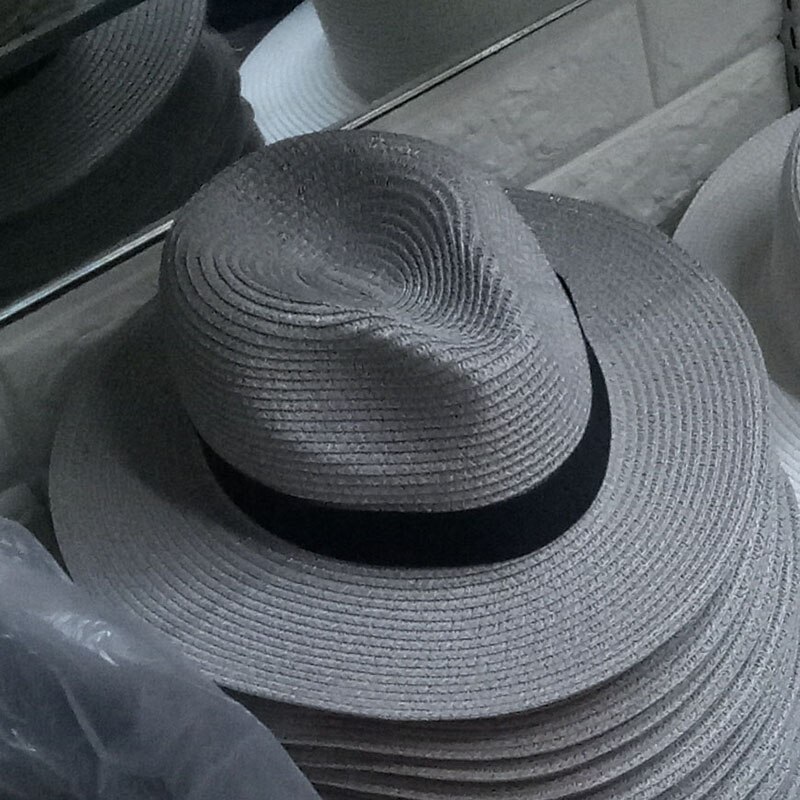 Women's Sun Hat Ribbon Round Flat Top Straw DIY Beach Panama Hat Summer Hats For Women Straw Hats Snapback Gorras: Grey