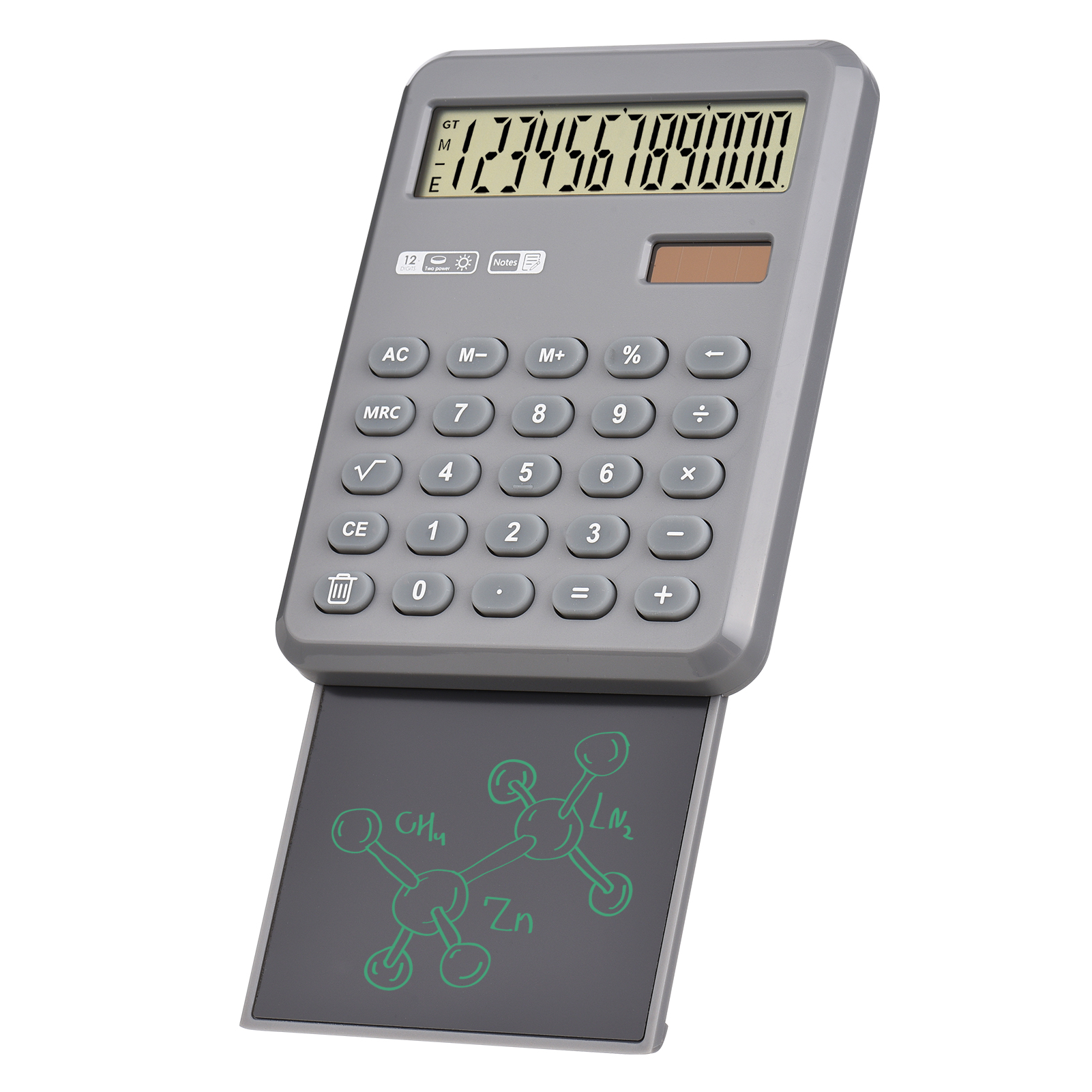Calculator Desktop Calculators with LCD Writing Tablet 12 Digits Display 4inches LCD Screen with Stylus Erase Button for Office: Gray 2