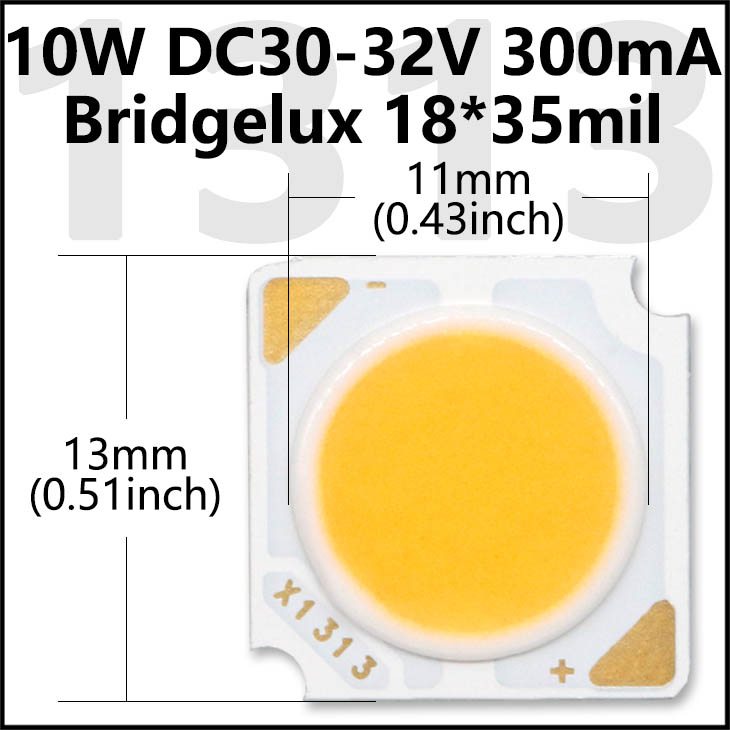 Bridgelux COB LED Chip 3W 5W 7W 10W 20W 30W 40W Diodo emisor de luz Módulo LED Matrix 1313 2828 1919 para bombillas empotrables: Multicolor / 5 W