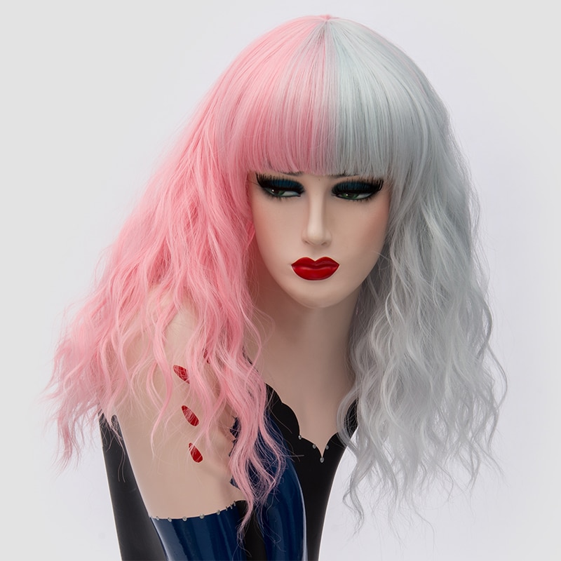 GAKA Red and Black Wig Short Curly Cosplay Wig Two Tone Ombre Color