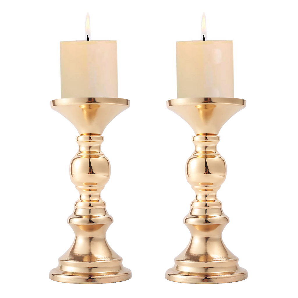 2x Retro Candle Holder Wedding Decoration Modern Candle Holder Centerpiece Candlestick Dining Table Decoration Candle Holders: Golden