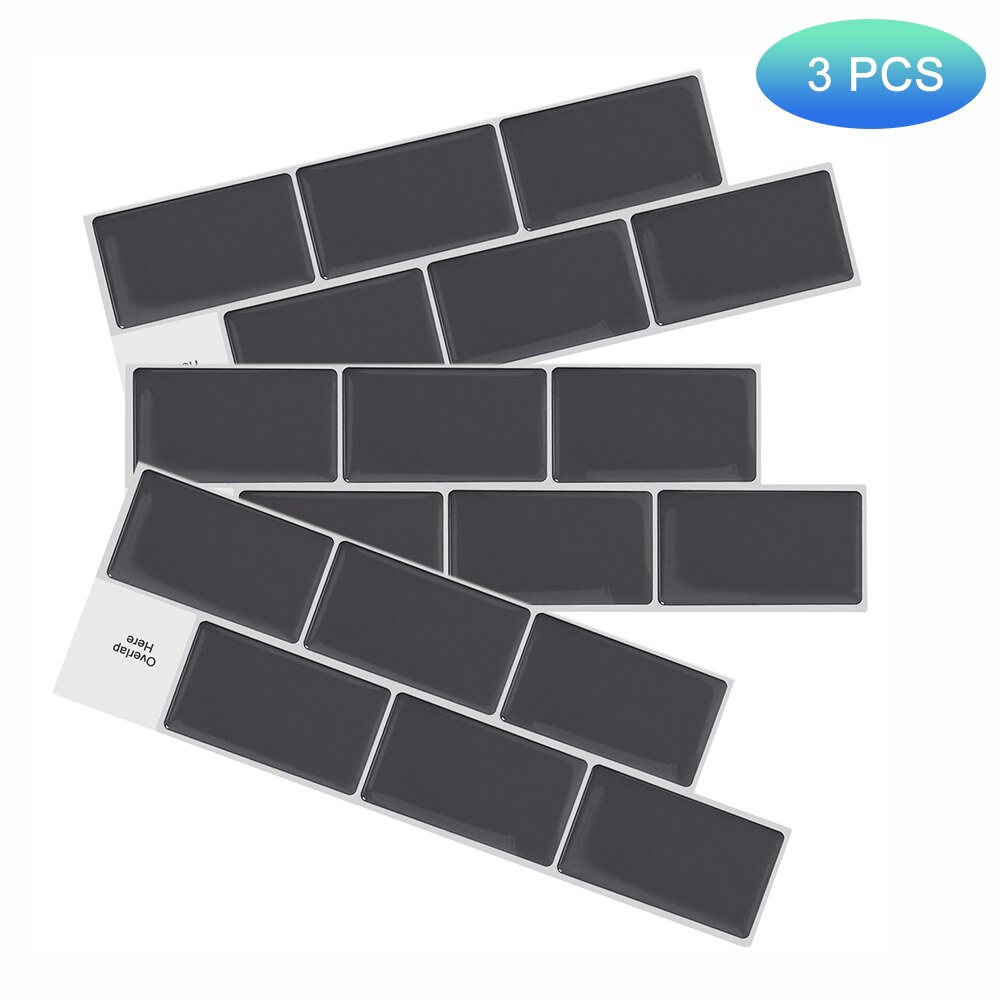 EasyTiles Kitchen Stickers Subway Oblong Vinyl 3D Wallpaper Waterproof Peel And Stick Wall Tiles - 3 Sheets: T80060S