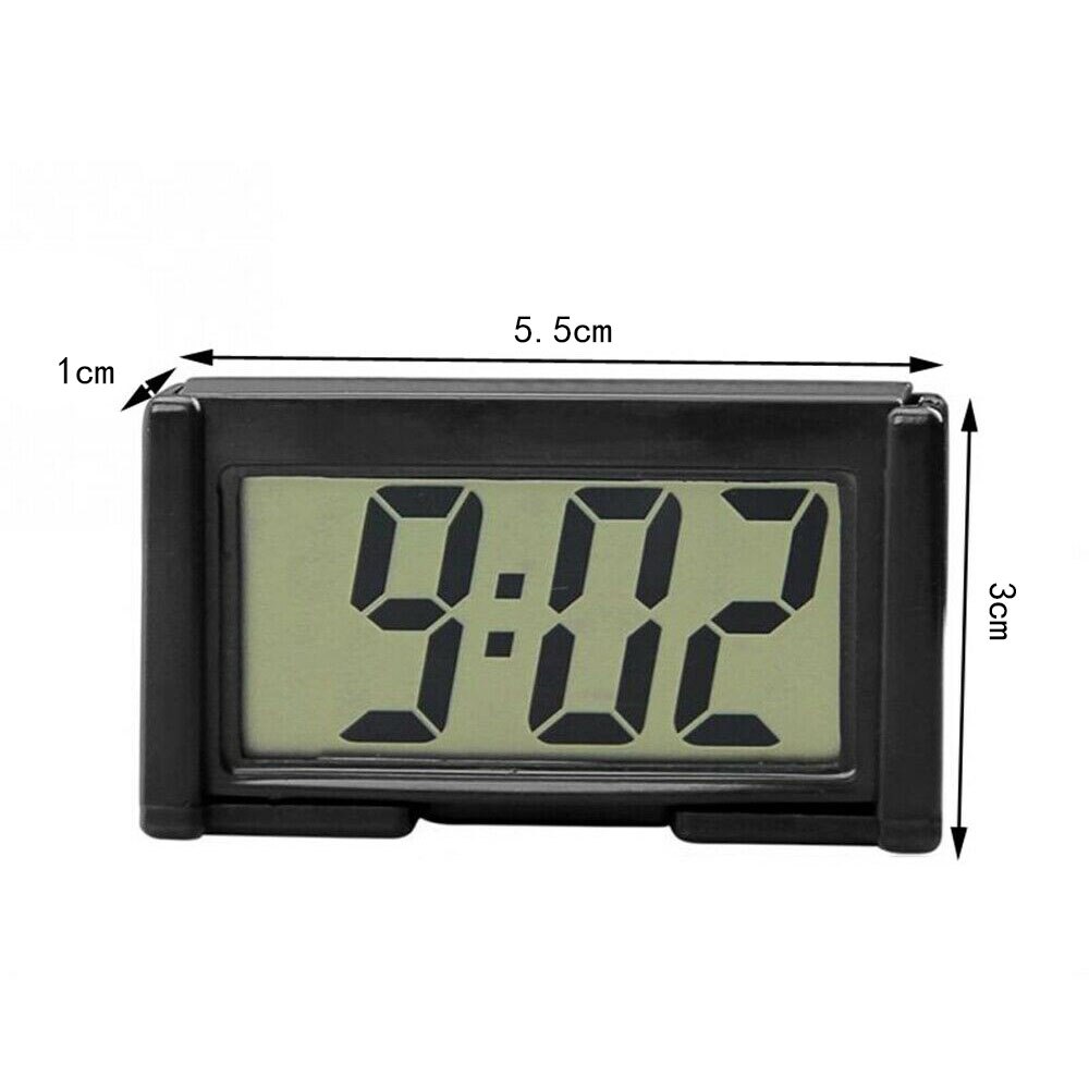 Small Self-Adhesive Car Desk Clock Electronic Watch Gauges Digital LCD Screen: Black