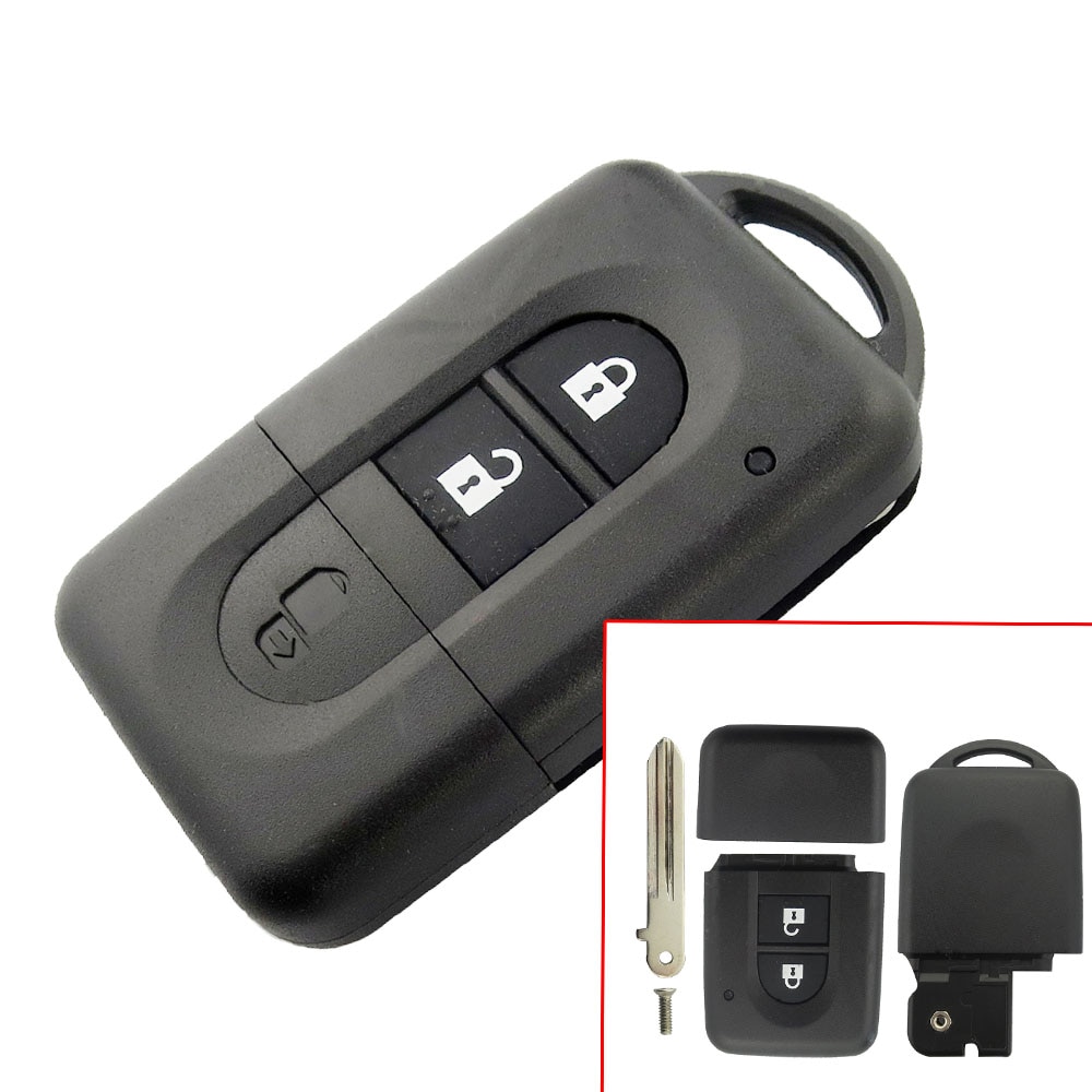 2 Button Remote key Shell No Logo for Nissan Micra Xtrail Qashqai Juke Duke Uncut Blade Key Fob Case Replacement