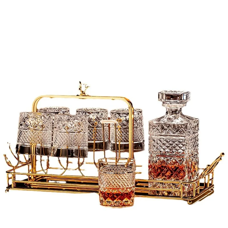 Kristallen whiskyglazenset, gegraveerde bier- en waterglazen, barset, premium glazen drankfles- en bekercollectie.