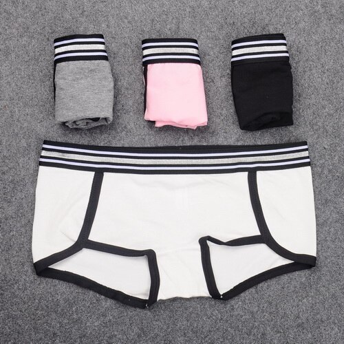 Cute Panties Boyshorts For Women Boy Short Thick Cotton Underwear Women Boxer Silver Waistband Female Lingerie: M