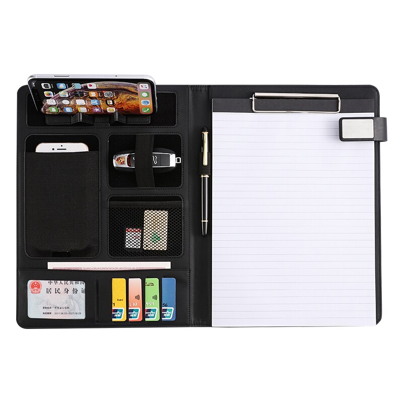 Multifunctional PU Leather A4 File folder Writing Pad Business Sign Conference Padfolio Folder Document Organizer