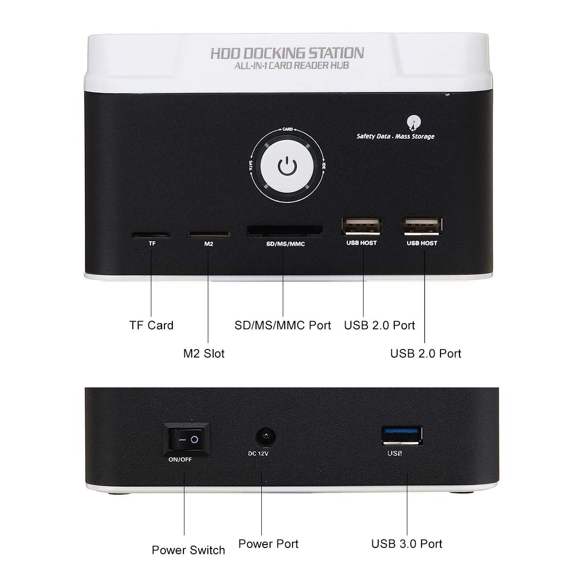 Dual Card Reader USB 3.0 HDD Enclosure Case 12TB Hard Disk Drive HDD Docking Station for 2.5 Inch 3.5 Inch IDE/SATA