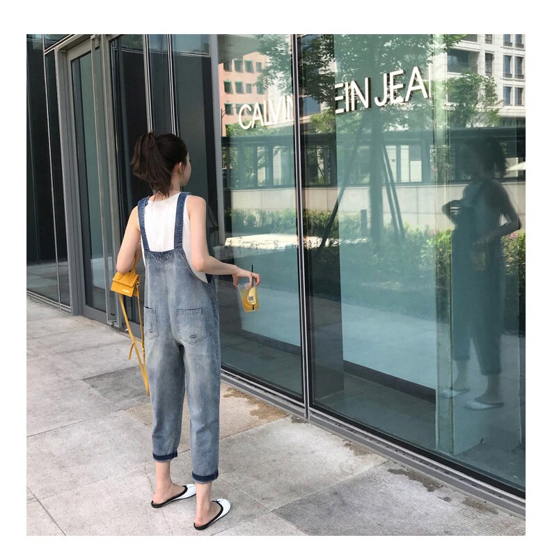 Jeans Mom For Pregnant Women Maternity Plus Size Comfortable Jumpsuits Overall For Pregnant Women Elasticity Pants Trousers