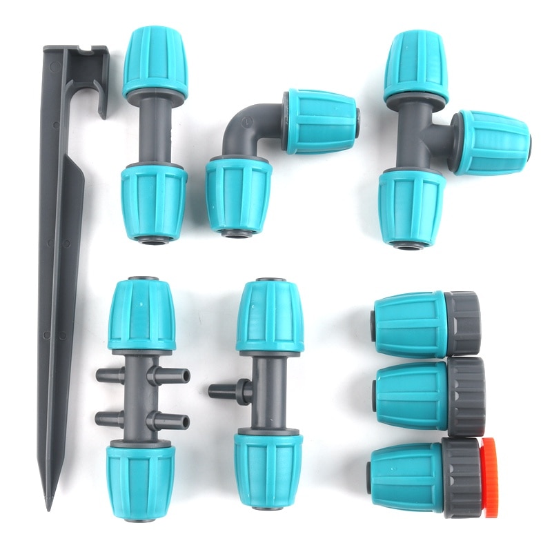 2pcs 16mm LDPE Pipe Fittings Garden Water Connectors Hose Lock Nut Joints Micro Irrigation System Kits Tube Fittings