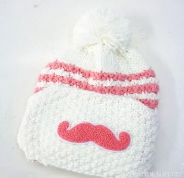 Snor dames winter warme muts met masker dames gebreide muts: Wit