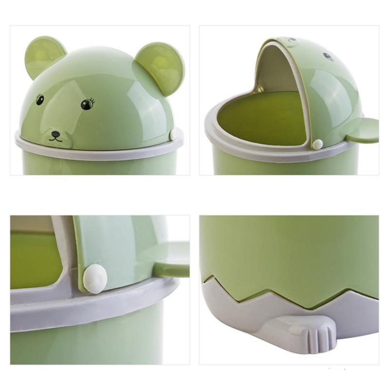 Trash Can Desktop Bin Plastic Garbage Rack Box Cartoon panda Home Kitchen Storage Holder