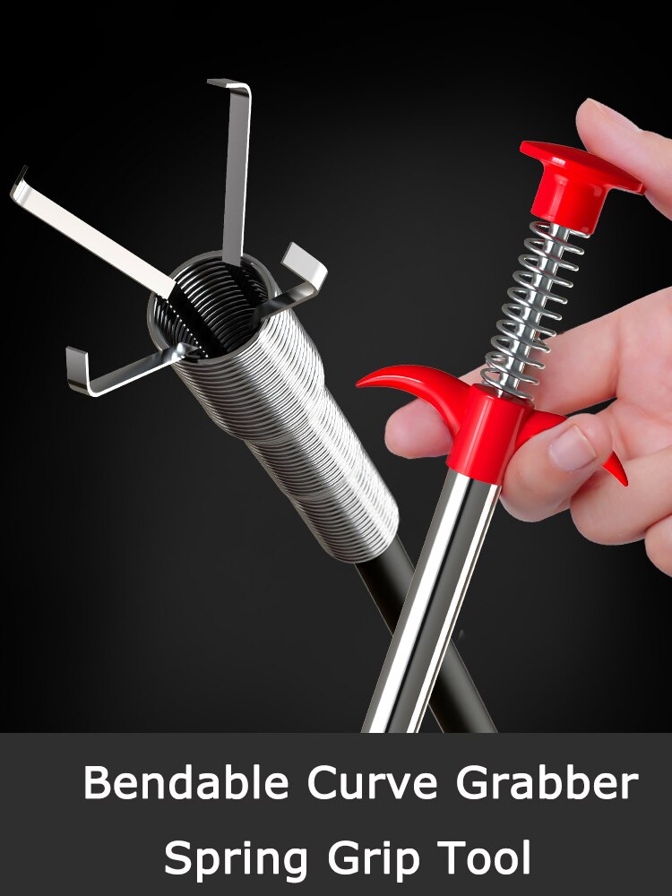 4 Size Pipe Dredging Drain Snake Kitchen Drain Pipe Curve Grabber Dredge Hooks Sink Flexible Unblocker Household Cleaning Tools