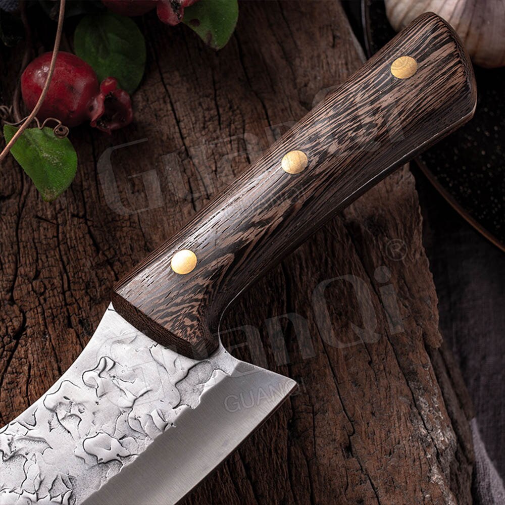 Couteaux de cuisine en acier forgé, couperet fait à la main en acier à haute teneur en carbone, couteau de Chef de cuisine, couteau à découper forgé dans des couteaux à feu