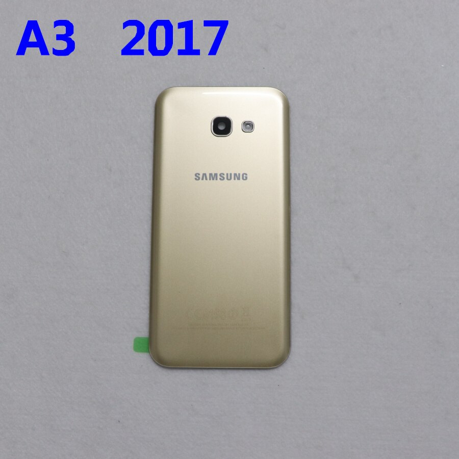 Back Glass For SAMSUNG Galaxy A3/A5/A7 A320 A520 A720 A320F A520F Back Battery Cover Rear Door Housing Case Replacement: A3 2017  gold