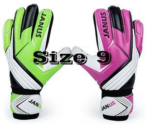 JANUS, guantes de portero coloridos con personalidad, rojo, verde, espesados, fútbol, guantes de portero, Palma de látex S227: size 9
