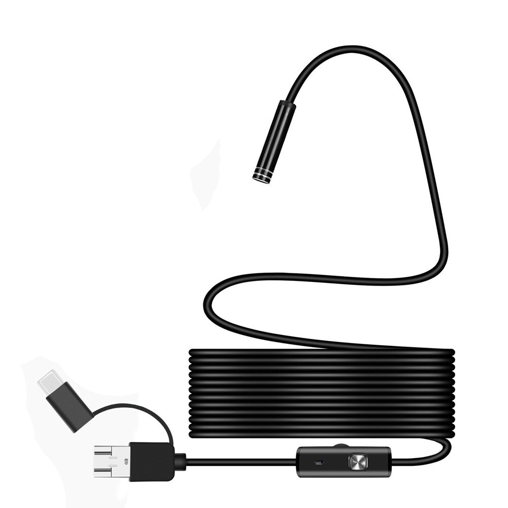 7mm Camera Endoscope HD 1200P IP68 Waterproof Tube Mirco USB Type-C Borescope Video Inspection for Android Car Endoscope 20J20