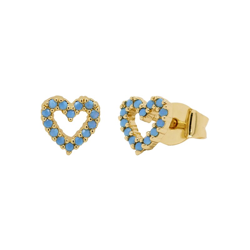 ROXI Nette Blau Türkis Stein Kleine Herz Stud Ohrringe für Frauen Hochzeit Ohrringe Ungewöhnliche 925 Sterling Silber Piercing Schmuck: gold