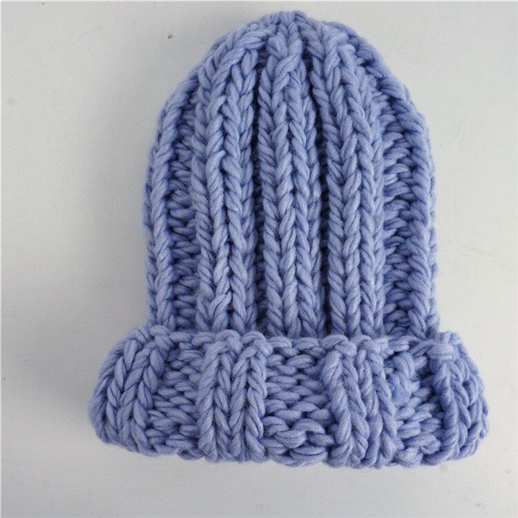 Vrouwen Gebreide Thicken Warm Cap Winter Hoeden Voor Vrouwen Mutsen Roze Grijze Hoed Vrouwelijke Outdoor Snoep Kleur Zachte Gorros cap: Sky Blue