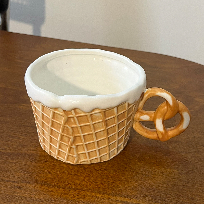 Cute Ceramic Biscuits Mug Coffee Cup Breakfast Cup Plate Tableware Afternoon Tea Cup Dessert Plate Water Cup Set: Orange