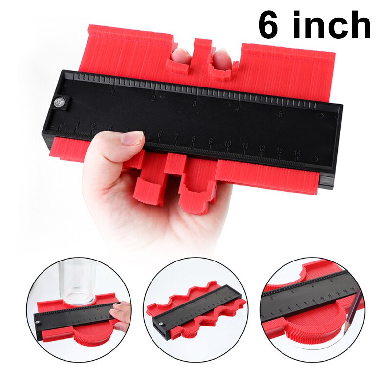 Contour Meter Contour Gauge Carpenter Tool Meten Plastic Meters Vierkante Markering Tegel Bezuinigingen Betegelen Laminaat Gereedschap: 6inch red