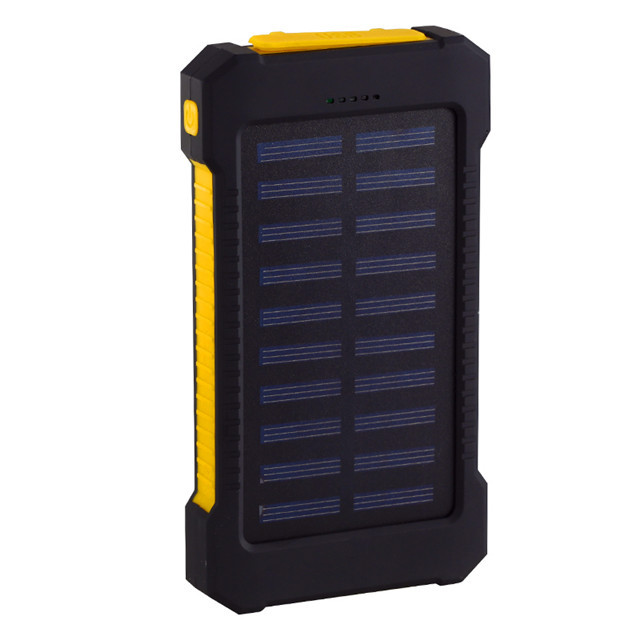 Stor kapacitet solenergi bank 80000 mah eksternt batteri med lommelygte dual usb bærbar udendørs nødsituation mobil powerbank: Gul