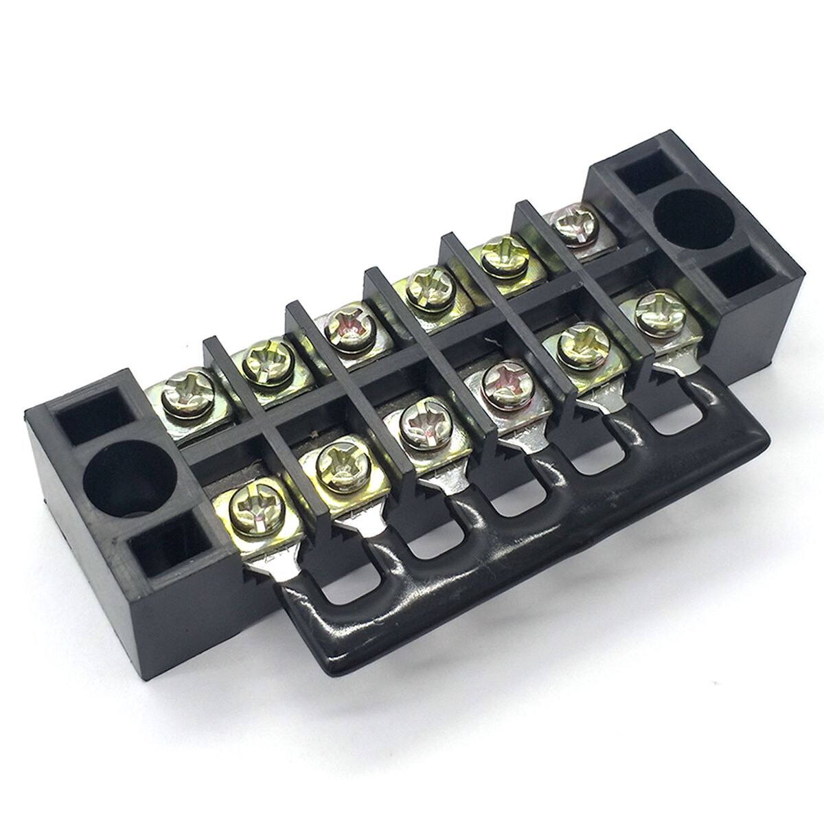 600V 15A 5/6/12 Positions Screw Barrier Terminal Block Dual Rows Wire Barrier Block Terminal Strip Power Distribution Terminal