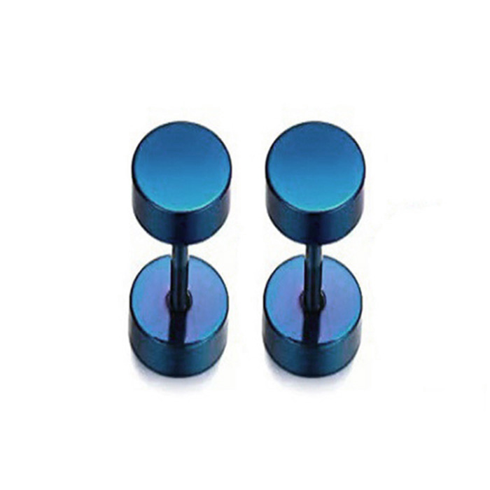 Pendientes con pasador de pastel redondo de doble cara para mujer/hombre, joyería para Piercing de cartílago de oreja de acero inoxidable, 2 uds.: Blanco / Color amarillo claro