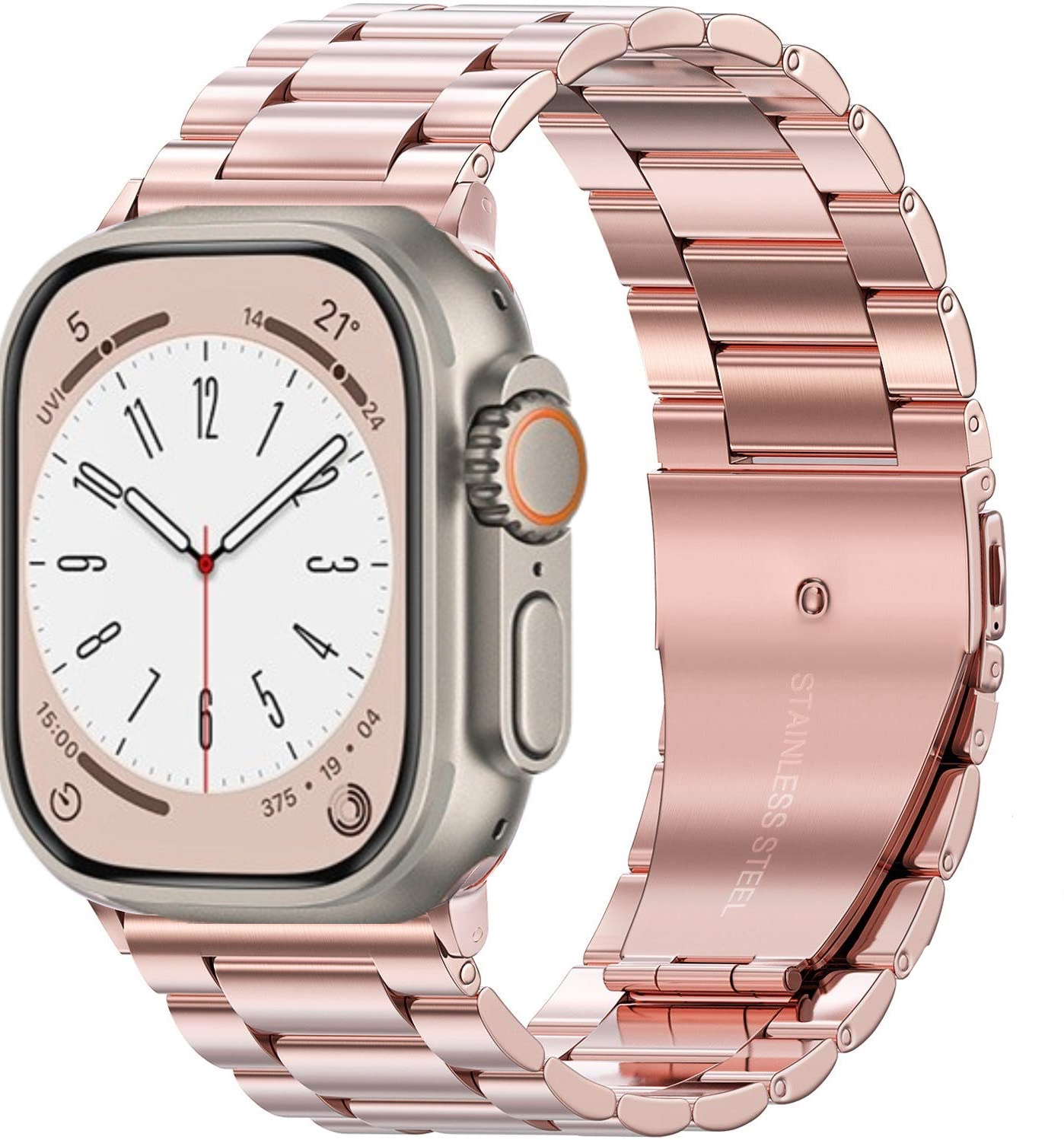 Pulseira de Aço Inoxidável para Apple Watch, Bracelete de Metal, Ultra 49mm, 10mm, 42mm, 46mm, 9mm, 8, 7, 45mm, 41mm, iWatch 6, 5, 4, 3, SE, 44 milímetros, 40 milímetros