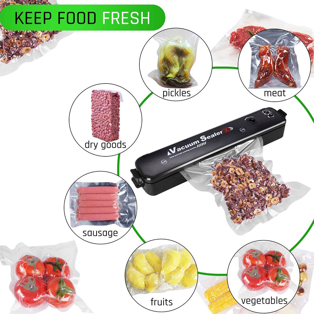 EU Vacuum Sealer Machine 220V 110V for Food Preservation Savers Dry Moist Modes Led Indicator Light with Vacuum Bags Packaging