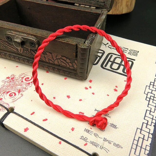 Pulseras de cuerda hechas a mano para hombre y mujer, 1 Uds., color rojo de la suerte, joyería para parejas: red