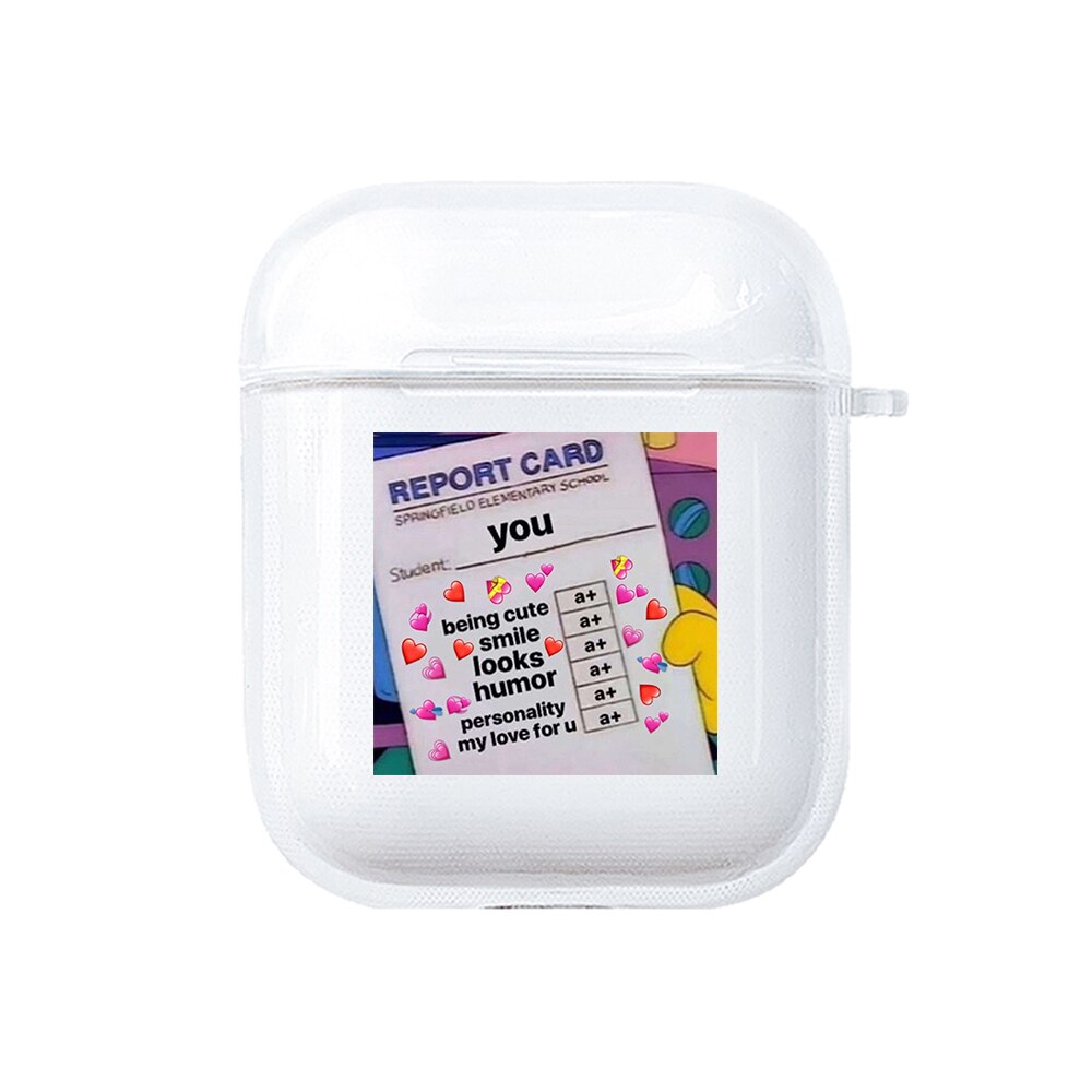 Silicone MEMES case for Apple Airpods 1 2 Case Transparent Soft Cover for Air Pod Dogs meme Case protective Airpods Cover Fundas: PS101007